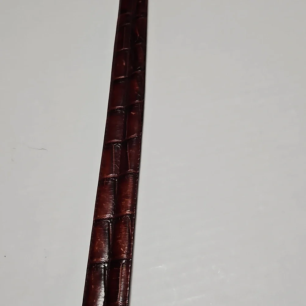 Italian Croco Calfskin Brown Leather Men's Adjustable Belt Size 50